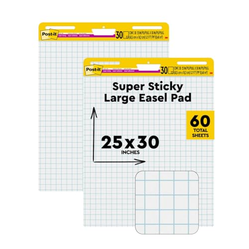 Post-it Super Sticky Easel Pad, 25 x 30 in, White Grid, 2 Pads