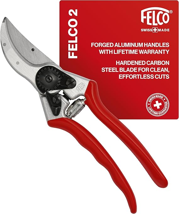Felco F2 Pruning Shears – 9.25" Swiss-Made Garden Clippers for Professional Pruning | Hand Pruners for Gardening | Garden Tool Cutter with Precision Bypass Blade, Aluminum Body, Replaceable Parts
