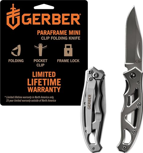 Gerber Gear Paraframe Mini Pocket Knife, 2.2" Fine Edge Small EDC Folding Knife with Safety Lock for Everyday Carry, Gifts for Men, Stainless Steel