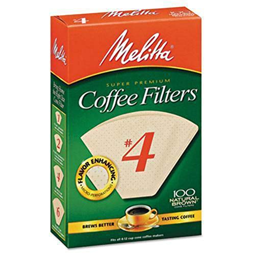 Melitta #4 Unbleached Coffee Filters, Natural Brown Cone Filters, 1-Pack