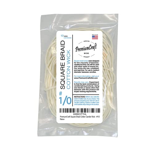 PremiumCraft Square Braid Cotton Candle Wick - #1/0