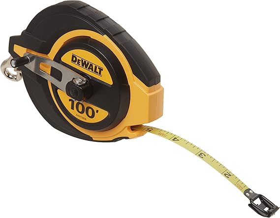 DEWALT Tape Measure, 100-Foot, Self-Lock, Solid Chrome Finish, Rubber Grip (DWHT34036L)