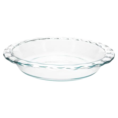 Pyrex C-209 9.5in Fluted Rim Glass Pie Plate - Made in USA | Clear Glass Bakeware | Fluted Rim Design | Even Heat Distribution | Oven Safe | Dishwasher Safe