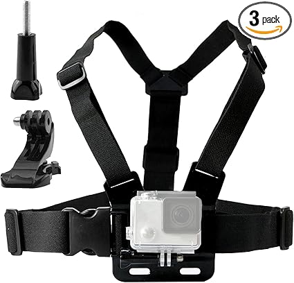 Chest Harness Mount Compatible with Gopro Hero 13 12 11 10 9 8/AKASO EK7000 Brave 4/ODDV/Hiicam/Icefox/Surfola/Camlance/WOLFANG Action Camera Accessories, Adjustable Chest Strap Mount with J Hook
