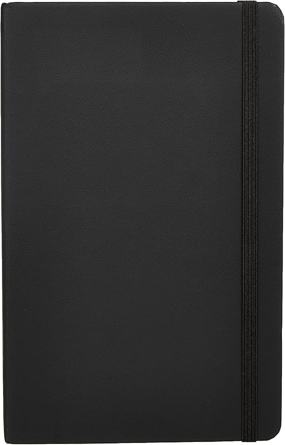 Amazon Basics Classic Grid Notebook for Writing and Note Taking, Hardcover, Graph Ruled, 240 Pages, 5" x 8.25", Black