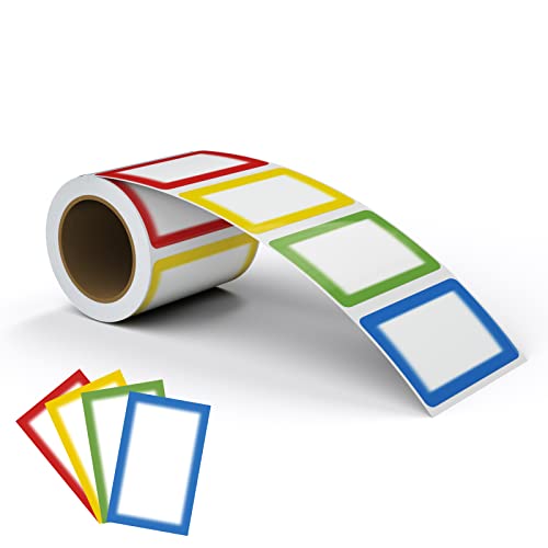 MFLABEL® Colorful Plain Name Tag Labels - 200 Stickers, 3.5 x 2.25 Inch, Colorful Border Name Tags for Office, Meetings, School, Home, Events, and Parties