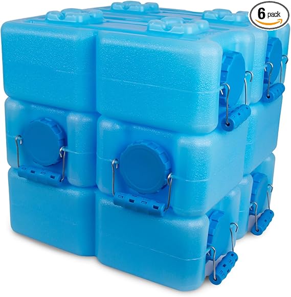 WaterBrick International WaterBrick Water Storage Containers for Emergency Water Storage | 6-Pack of Stackable 3.5 Gallon Water Container Bricks | Food-Grade HDPE Plastic | BPA-Free | STD Blue