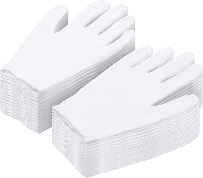 Cotton Gloves for Dry Hands, Paxcoo 20 Pairs Large White Cotton Gloves for Cosmetic Moisturizing and Inspection