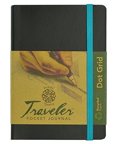 Pentalic Art Travelers Dot Grid Sketch Book Acid Free, 4"-x-6", Black