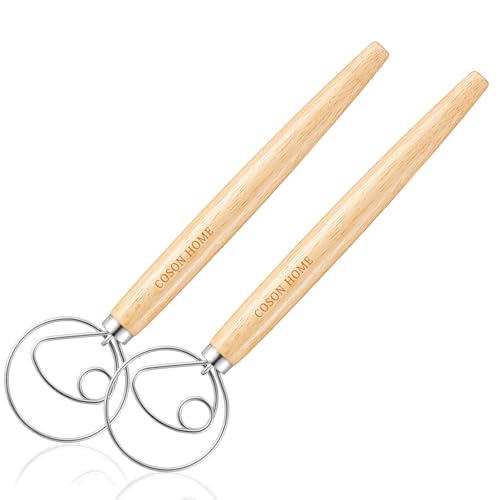 2 Pack Danish Dough Whisk Hook Sourdough Bread Baking Supplies Starter Kit