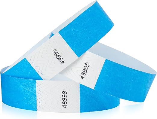 10,000 WristCo Neon Blue Tyvek Wristbands for Events - Tamper-Proof Design & Fluorescent Color Prevent Reuse Premium-Grade Bracelets for Hospital & Medical ID, Party & VIP Identification