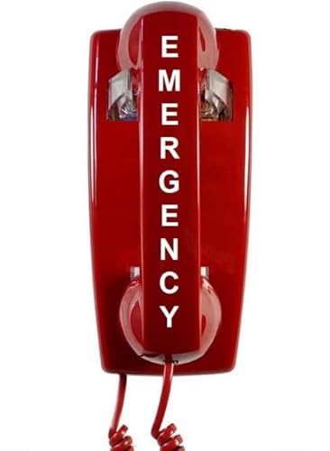 Emergency Wall Telephone Pre-programmed to Auto Dial 911 - RED