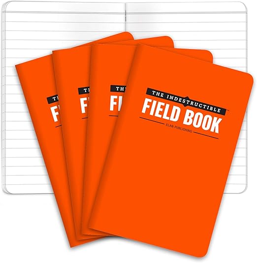 Elan Publishing Company the Indestructible 3.5 by 5.5 in Field Notebook, Orange, Pack of 4