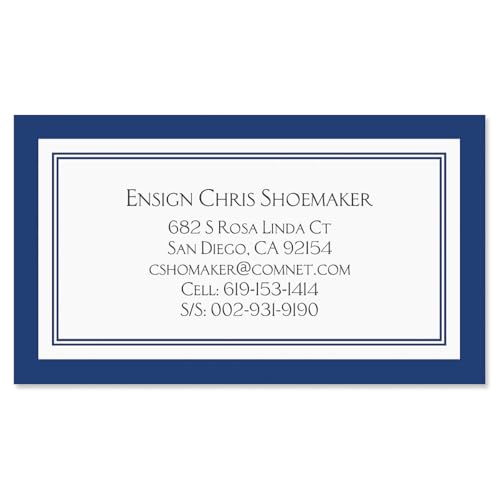 Colorful Images Luxe Navy Crisp Personalized Business Cards - 2" x 3 1/2", 250 Single Sided Custom Card Set Printed on Heavy 80# Cover Paper Stock, Matte Finish