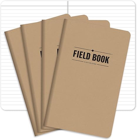 Elan Publishing Company Field Notebook/Journal - 5"x8" - Kraft - Lined Memo Book - Pack of 4