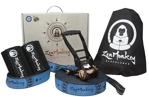 ZenMonkey Slackline Kit with Tree Guards and Carrying Bag, 60 Feet