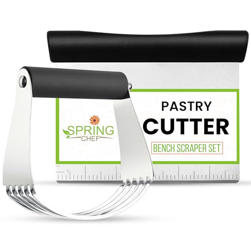 Spring Chef Stainless Steel Dough Blender & Bench Scraper Set, Black