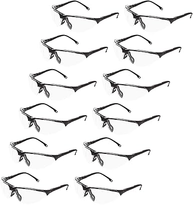 Amazon Basics R200 Anti-Fog Protective Eyewear, Safety Goggles for Shooting, Clear Lens, Unisex Lightweight, 12-Count