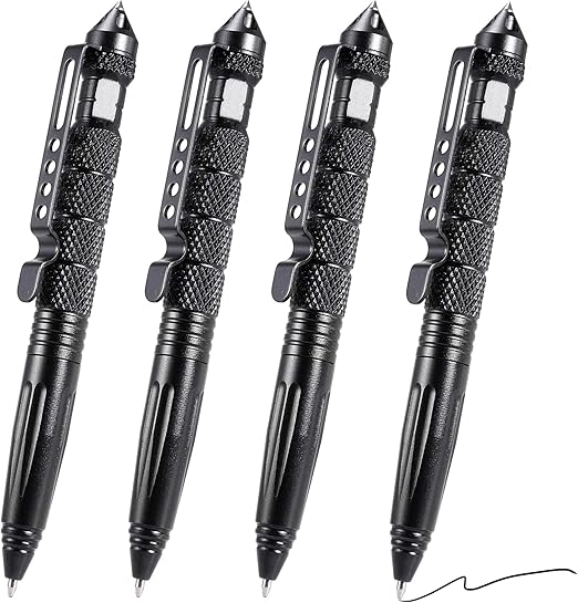 Tungsten Steel Tactical Pen for Glass Breaker Mutifunction Defense Pen (4 Pack)