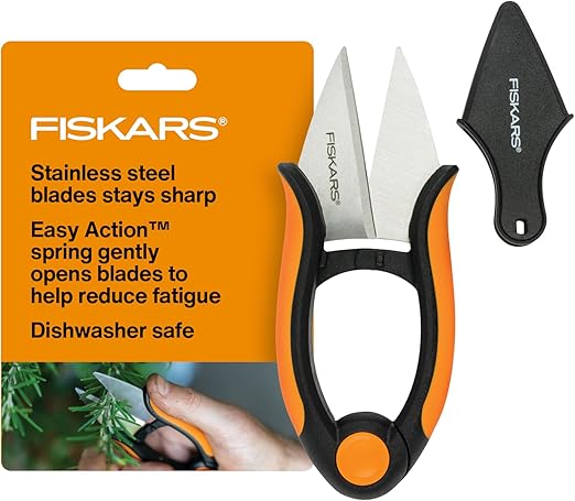 Fiskars Herb Garden Scissors, 5" Garden Shears, Handheld Herb Snips with Sheath and SoftGrip Handle, Dishwasher Safe