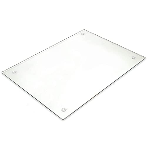 Tempered Glass Cutting Board – Long Lasting Clear Glass – Scratch Resistant, Heat Resistant, Shatter Resistant, Dishwasher Safe. (Large 12x16)