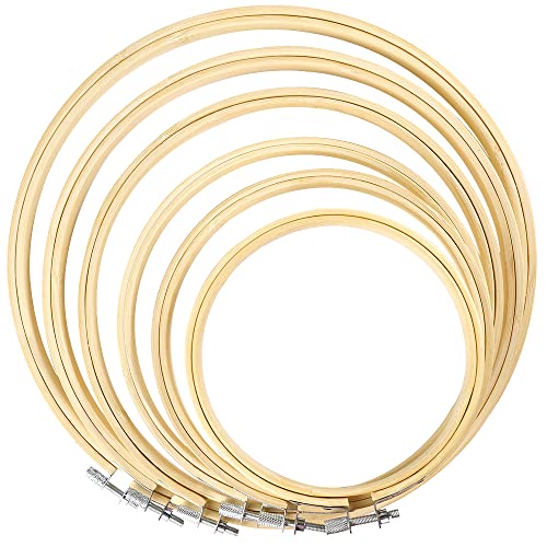 Caydo 6 Pieces Embroidery Hoop Set, 4 inch to 10 inch | Bamboo Circle Cross Stitch Hoop Ring for Embroidery and Cross Stitch