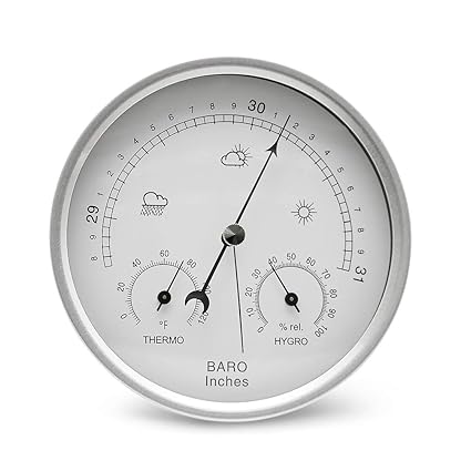 5.2" Diameter Dial Weather Station 3 in 1 Weather Station Combination Barometer Thermometer and Hygrometer Mechanical Barometer for Home Wall, Fishing Boat, Baby Room, Office