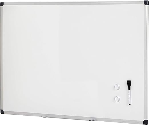 Amazon Basics Magnetic Dry Erase Whiteboard, 36"W x 24"H, Aluminum Frame, Silver/White, Easy to Install and Clean