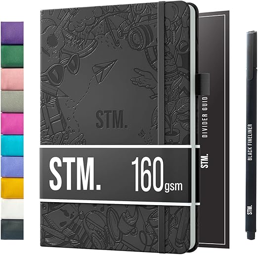 Bullet Dotted Journal Dot Grid Notebook | A5 Daily Journaling Notebooks for Personal Writing, Work, Women | 160gsm Thick Paper, Hard cover, Lay Flat Binding | 5x7 Journals Cuaderno Libretas de apuntes