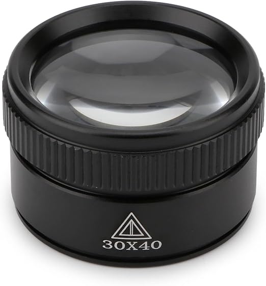 Rongon 30X Portable Pocket Reading Magnifier Optics Loupes Mini Desk Magnifier Loop Microscope Magnifying Glass Lens for Jeweler Stamps Maps Antiques Magazines Electronics (30X 40MM)