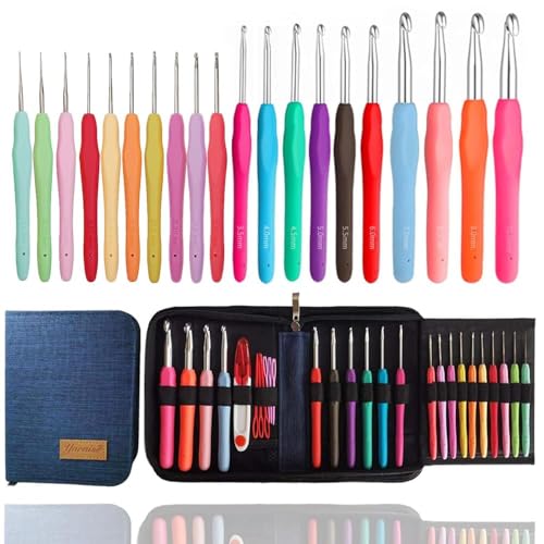 Yarniss 20 Size Crochet Hooks 0.5mm-10mm,Ergonomic Hook for Arthritic Hand