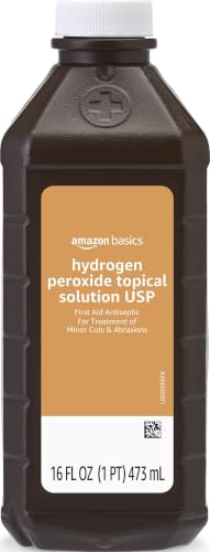 Amazon Basics Hydrogen Peroxide Topical Solution USP, First Aid Antiseptic for Cuts, Scrapes and Infection Protection, 16 fl oz, Pack of 1 (Previously Solimo)