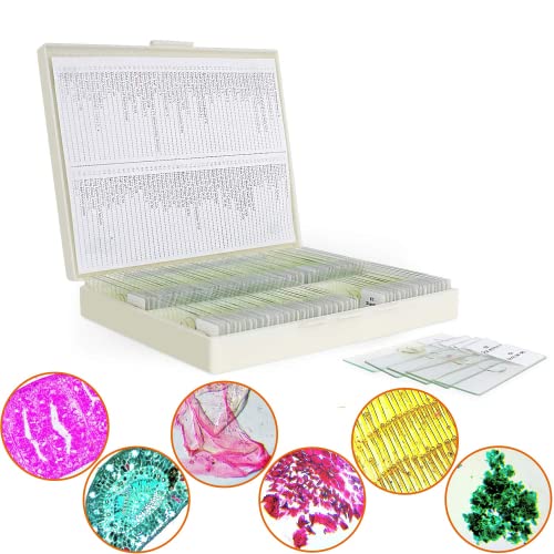 100Pcs Prepared Microscope Slides with Specimens for Kids Science Learning