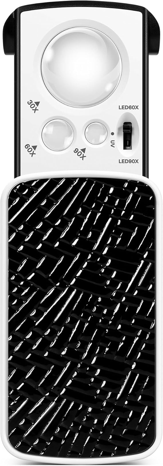 VIVOSUN Slide-Out Jewelry Loupe Magnifier 30X 60X 90X LED Lighted Eye Loupe with UV Light for Jewelry, Diamonds, Gems, Coins, Stamps, Rocks, Black