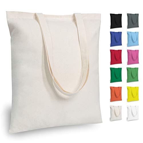 TOPDesign 12-Pack Economical 16"x15" Cotton Tote Bags, Lightweight Medium Reusable Grocery Shopping Cloth Bags, Suitable for DIY, Advertising, Promotion, Gift, Activity