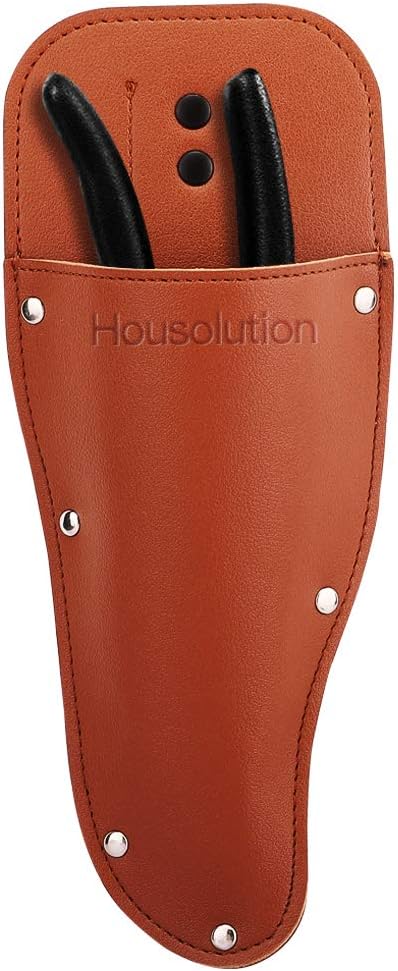 Housolution Garden Pruner Sheath, Pruner Tool Holster, Premium PU Leather Holster Protective Case Cover Scabbard for Gardening Pruning Shears Scissor - Brown