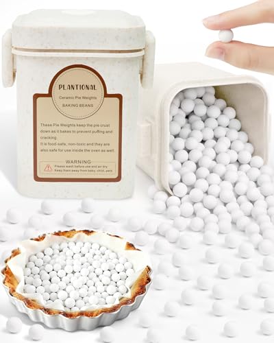 PLANTIONAL Baking Ceramic Pie Weights, Natural Stoneware For Blind Baking | 1.5 lb 10mm Ceramic Pie Weights, Heat Resistant to 480°F, Reusable Pie Weights for Homemade & Store-Bought Pie Crusts