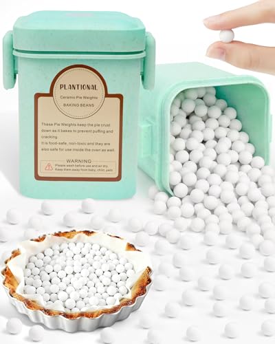 PLANTIONAL Baking Ceramic Pie Weights, Natural Stoneware For Pie Crusts | 1.5 lb 10mm Ceramic Pie Weights, Heat Resistant to 480°F, Reusable Pie Weights for Homemade & Store-Bought Pie Crusts