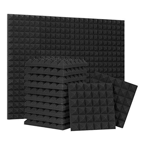 24 Pack 2” Thick Pyramid Acoustic Foam, Sound Proof Foam Panels for Walls