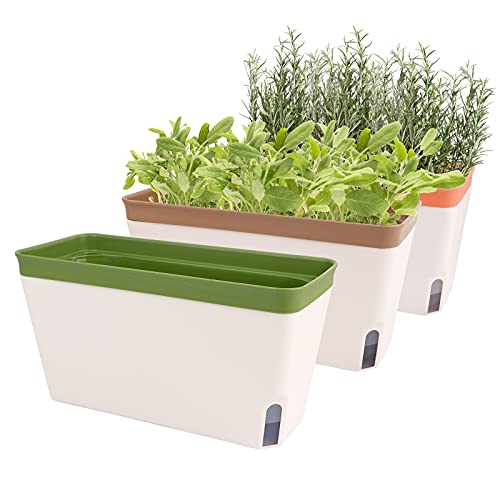 Self-Watering Windowsill Planter Box, 3-Pack