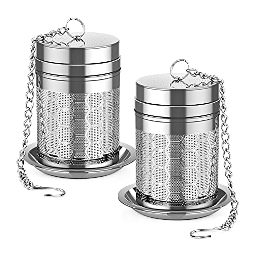 Lullatti 2 Pack 304 Steel Fine Mesh Tea Infusers for Loose Leaf Tea | Versatile for tea, spices & seasonings, fine mesh traps sediment, dishwasher-safe