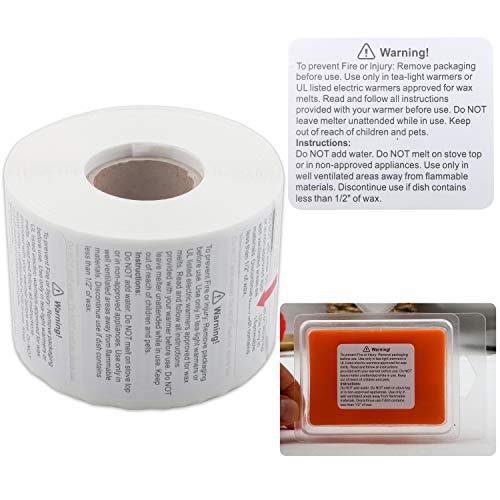 MILIVIXAY 600pcs Wax Melt Warning Labels-Candle Warning Label for Clamshell, 1.8 x 1.5 inche.