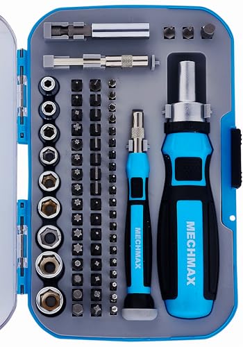 68PC MECHMAX Ratcheting Screwdriver Set - Multi-Bit Magnetic Screwdriver & Precision Tool Kit with Sockets, Compact Impact Storage Case for Household DIY, Furniture Assembly, Laptop Repair & Gift