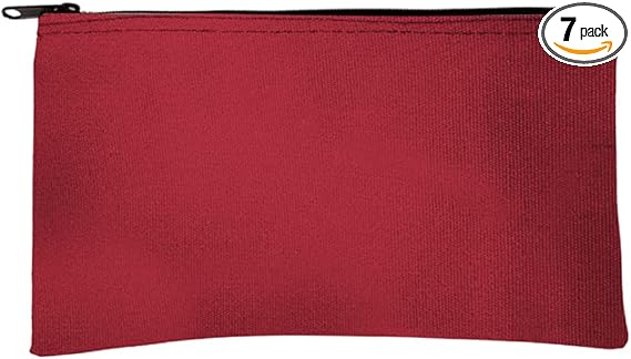14 oz Red Canvas Zipper Bag 10.5 x 5.5 Compact Zipper Pouch Multipurpose Utility Bag Tool Bag Pack of 7