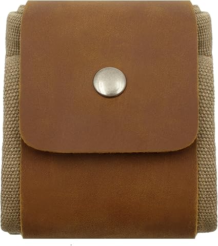 RingSun Waxed Canvas Mushroom Foraging Bag, Collapsible Camping Foraging Pouch, Leather Bushcraft Belt Tinder Dump Pouchs