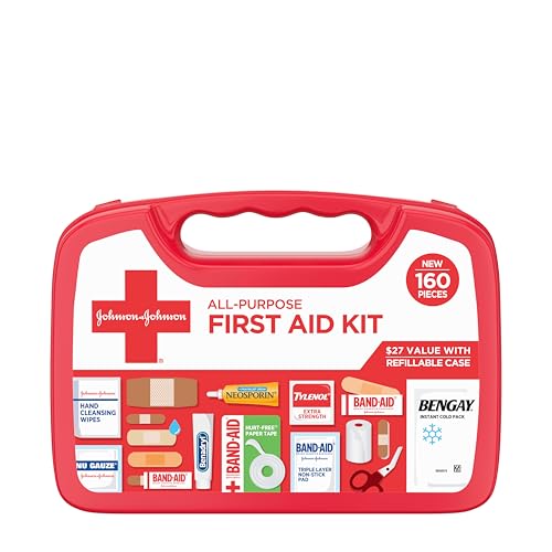 First-aid kit with adhesive bandages