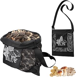 moonoom 2pcs Mushroom Hunting Bag,Mesh Pouch Harvesting Bag, Mushroom Foraging Bag, Outdoor Foraging Pouch for Mushroom,Fruit Picking (Black)