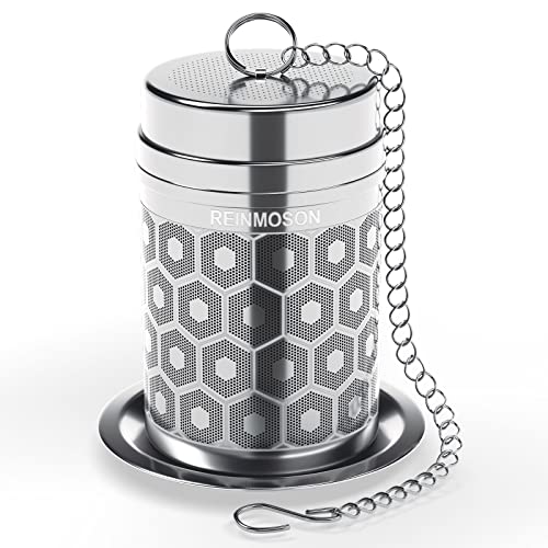Reinmoson Extra Fine Mesh Tea Infuser for Loose Leaf Tea Steeper 1.5”x2.2” | 304 Stainless Steel Tea Strainers & Filters for Loose Tea, Updated Slim Threaded Lid Tea Ball for Mug, Cup, Teapot, Kettle