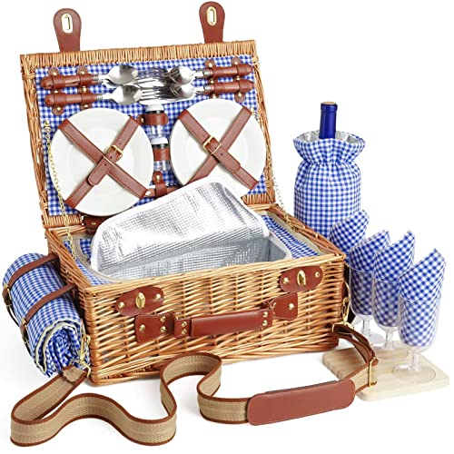 4-Person Wicker Basket Hamper Set