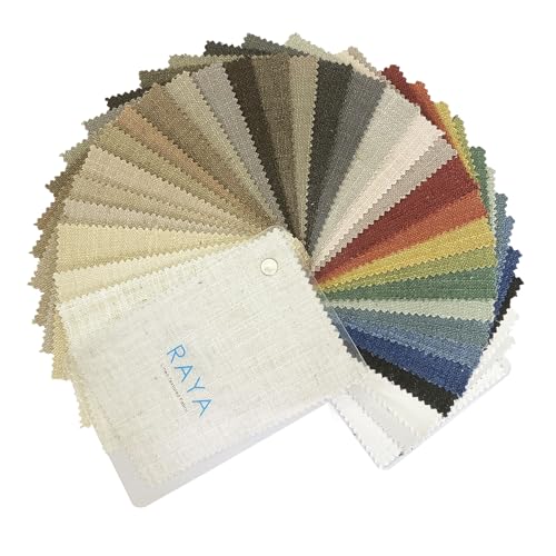 Fcosie Natural Linen Blend Fabric Color Swatches Custom-Made Curains - 37 Colors Available - Color Samples, Linen Swatches